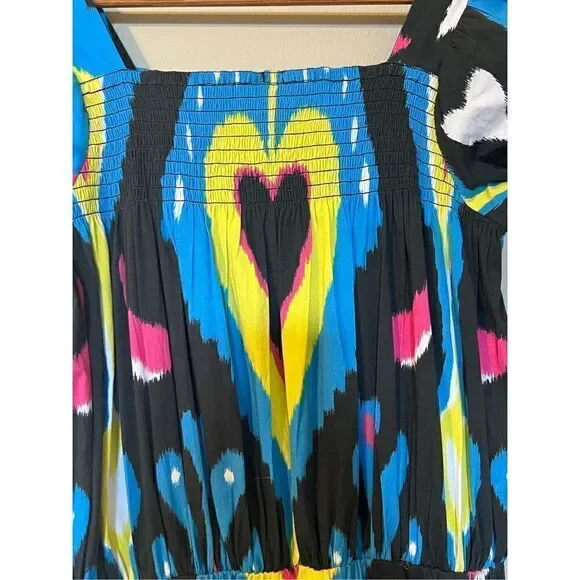 Sheridan French Women’s Size Medium Isabel Maxi Dress Black Blue Heart Ikat NWOT - Picture 10 of 14